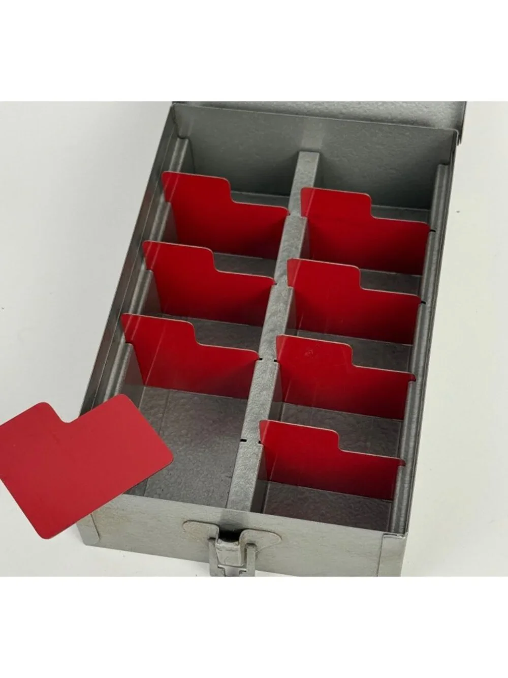 Vintage Industrial Metal Picture Slide Photograph Storage Sorting Box
